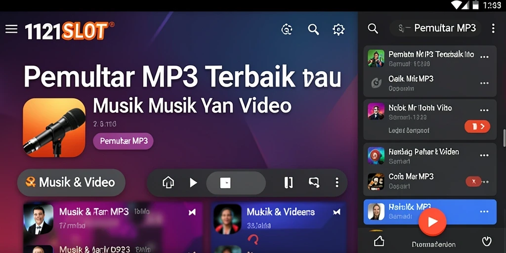 Tampilan utama 1121SLOT dengan fitur Pemutar MP3 yang menarik.