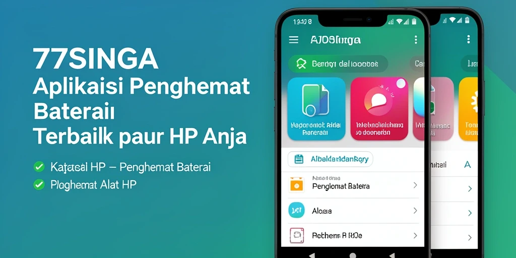 Tampilan antarmuka utama 77SINGA menunjukkan fitur penghemat baterai.
