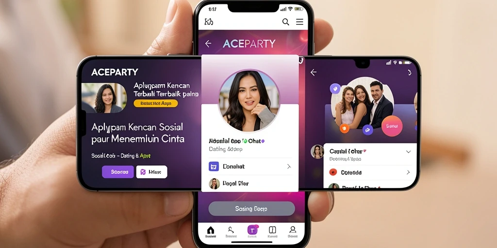 Tampilan antarmuka pengguna ACEPARTY yang menarik dan interaktif.