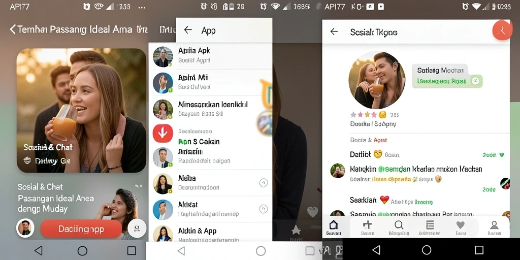 Tampilan antarmuka pengguna yang menarik dari aplikasi Dating API77.