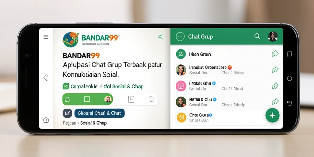 Screenshot aplikasi BANDAR99 menampilkan antarmuka grup chat yang menarik.