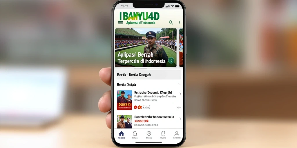 Antarmuka aplikasi BANYU4D menampilkan berita daerah terkini.