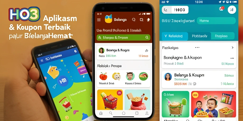 Tampilan aplikasi HO3 dengan berbagai pilihan kupon dan promo.