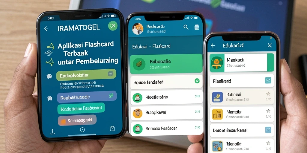 Tampilan antarmuka aplikasi Flashcard IRAMATOGEL yang menarik dan interaktif.