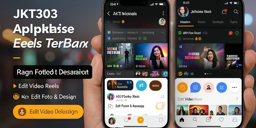 Tampilan antarmuka JKT303 dengan fitur Edit Video Reels yang lengkap.