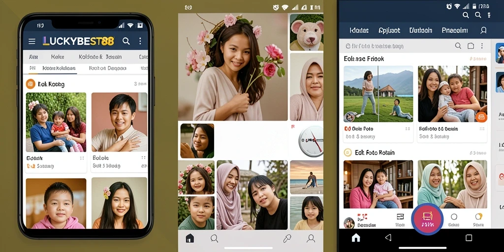 Antarmuka pengguna LUCKYBEST88 yang menarik untuk kolase foto.
