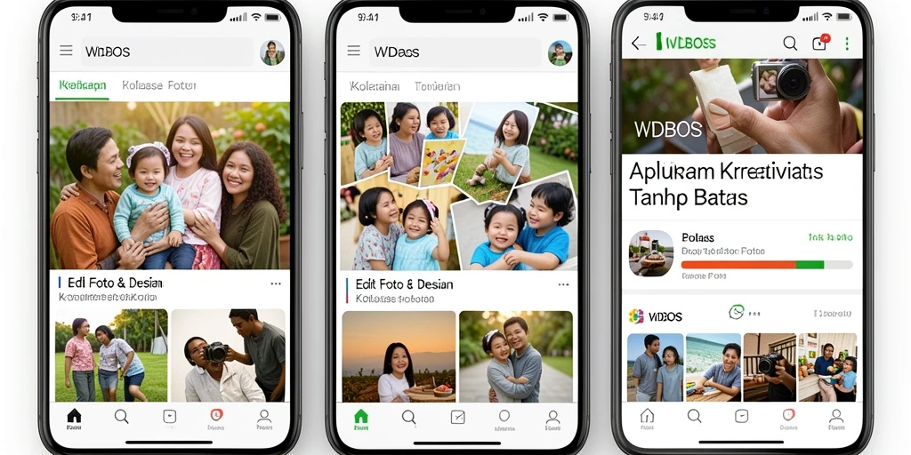 Antarmuka WDBOS menunjukkan kemudahan penggunaan dan fitur kolase foto yang beragam.